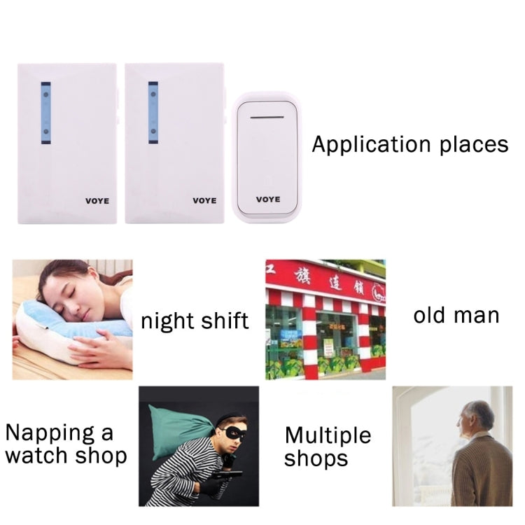 VOYE V015F2 Wireless Smart Music Home Doorbell with Dual Receiver, Remote Control Distance: 120m (Open Air), V015F2 VOYE V015F2 Wireless Smart Music Home Doorbell with Dual Receiver, Remote Control Distance: 120m (Open Air), V015F2
